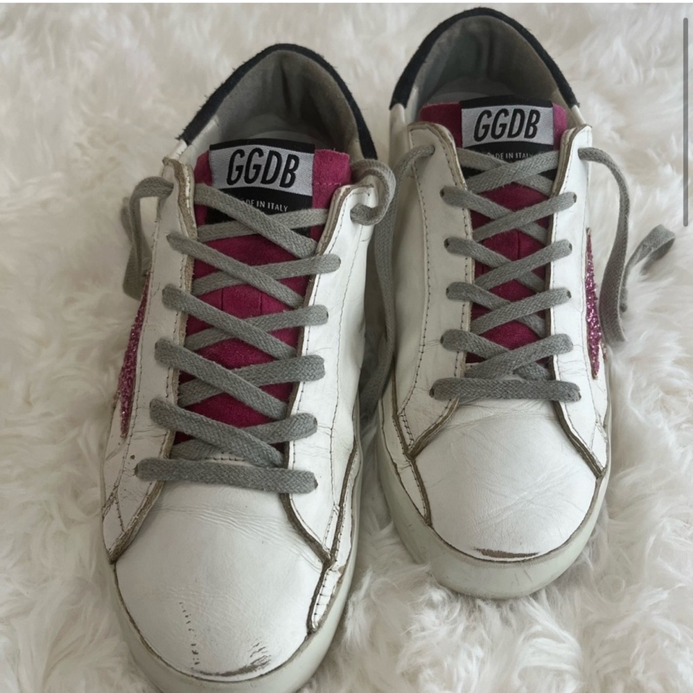 Golden Goose White and Pink Athletic Shoes size 8 - Picture 2 of 7